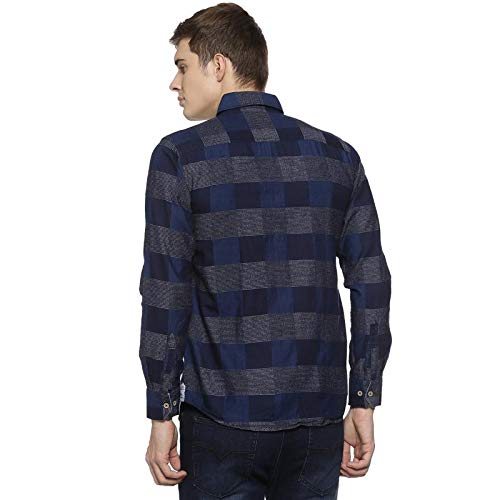 Image of CAHOOT Cotton Men Checkered Multicolour Button Up Collared Shirt for Casual Wear Crafted with Regular Sleeve Comfort Fit High Performance Everyday Large
