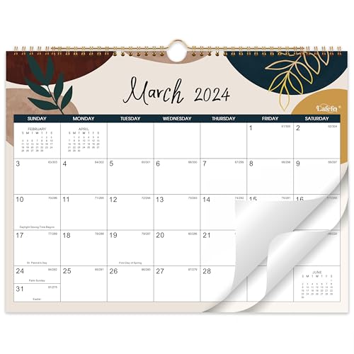 Calendar 2024-2025 - MAR 2024 - AUG 2025, 18 Monthly Calendar 2024-2025, 14.5" x 11", Twin-Wire Binding + Hanging Hook + Thick Paper + Unruled Blocks, Wall Calendar with Julian Dates, Colorful Lump