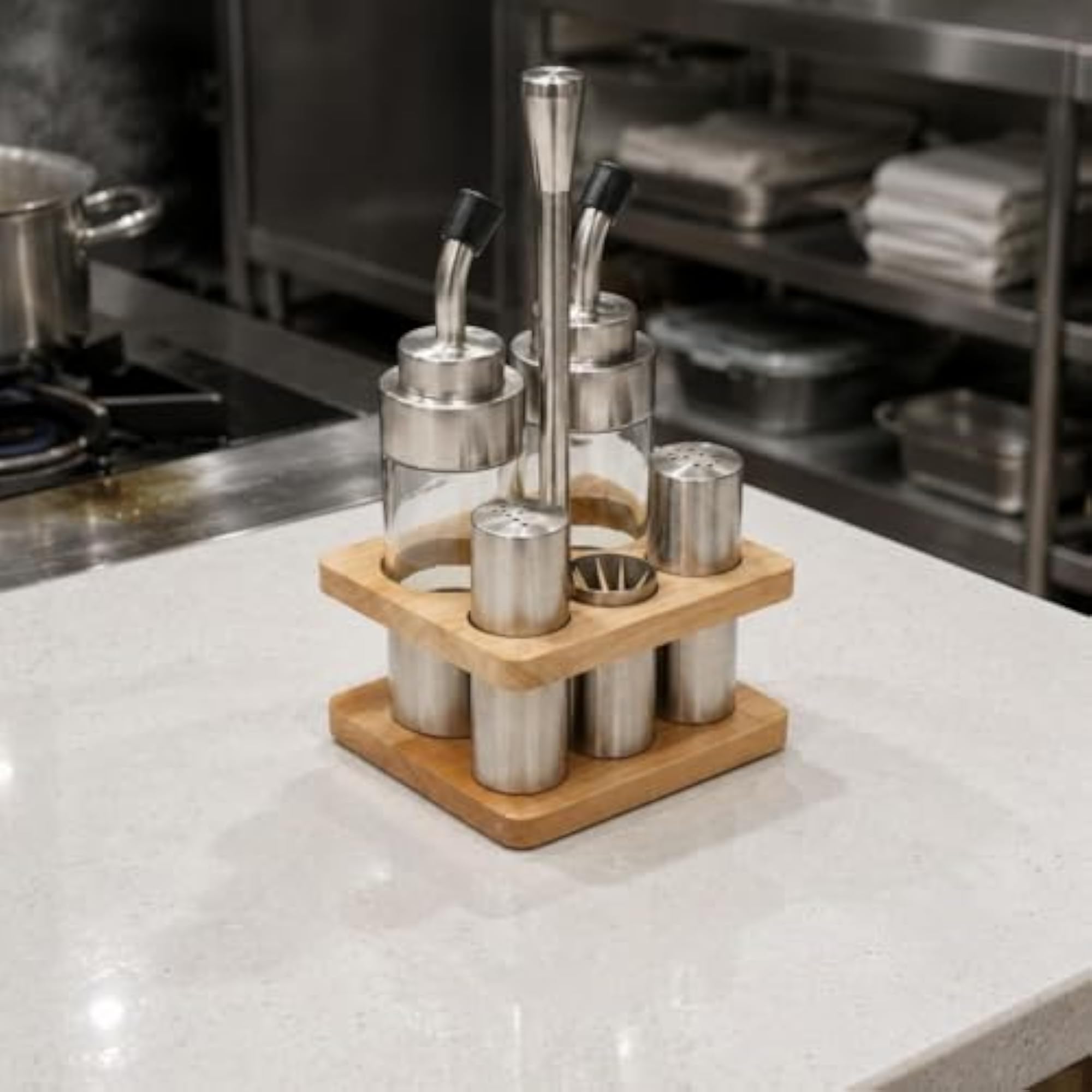 Stainless Steel Condiment Bottle Set, Commercial Grade