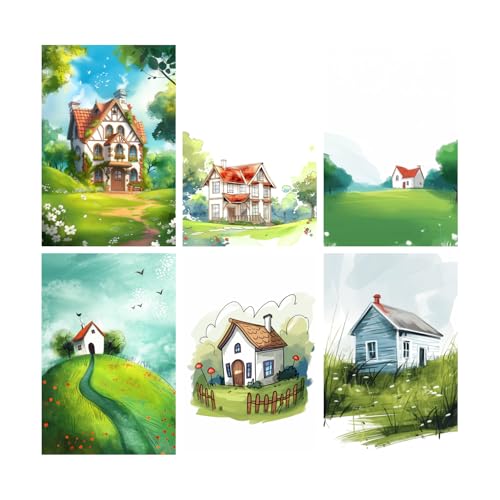 Image of SiddArtify Charming Cottagecore House Art Print Set - Sticker - 8x12 Inch - Pack of 6 Wall Room Decoration art Poster Prints