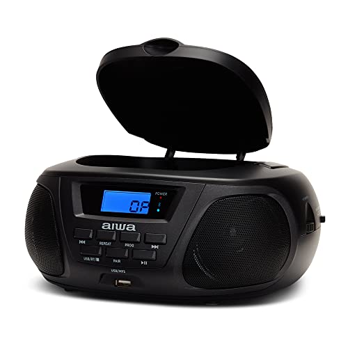 Aiwa BBTU-300BKMKII Draagbare CD-speler, CD-radio (FM-radio, Hyperbass-technologie, audio-ingang, Bluetooth, USB), kleur: zwart - Image 6