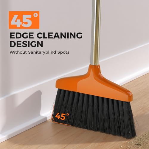 Image of Handy Broom, Indoor /Outdoor Brooms, Duty Kitchen Broom, for Home Garage Kitchen Office Courtyard Lobby Patio Lawn Concrete (1, Orange)