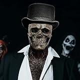 MITNOTY Halloween Skull Mask, Scary Full Head Skeleton Headgear, Realistic Cosplay Latex Horror Creepy Biochemical Mask for Adults Costume Party