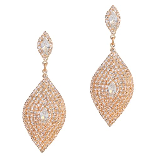 DEARMAMY 1 Par De Pendientes De Diamantes Completos Pendientes De Novia Pendientes De Novia Para Boda Pendientes De Diamantes De Imitación Pendientes De Flecos Para Mujer Pendientes
