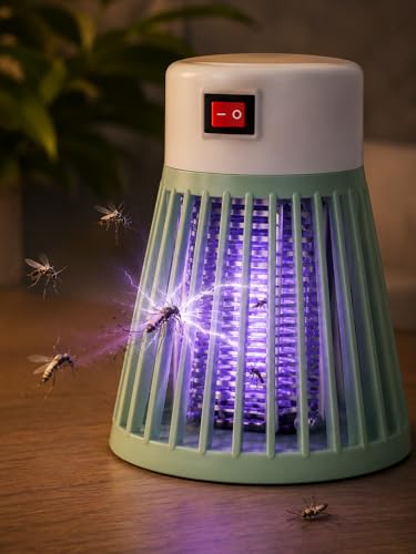 Image of Gaani Lifestyle Electric Mosquito Killer Lamp, White, ABS Plastic, UV Light with High Voltage Grid, Silent Operation, Modern Cylindrical Style
