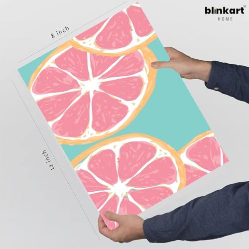 Image of BLINKART Fruit Pattern Aesthetic Modern Art Walls With Frame | Natural Wood Texture | Living Room Bedroom Office Wall Decoration | Poster Home Decor Frames Wall Bedroom | 12x8 Inches (D578)