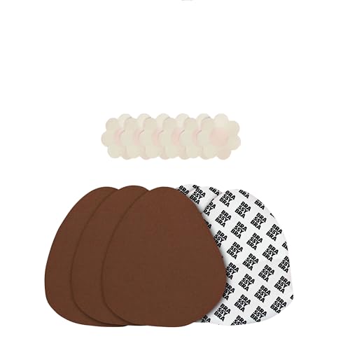 brassybra Strapless Boob Tape for A-G Cups, Strong Breast Lift Tape & Adhesive Bras, Breathable, Sweat-Proof & Waterproof with 3 Pairs Nipple Covers, Bra Tape for All Day Wear Chocolate