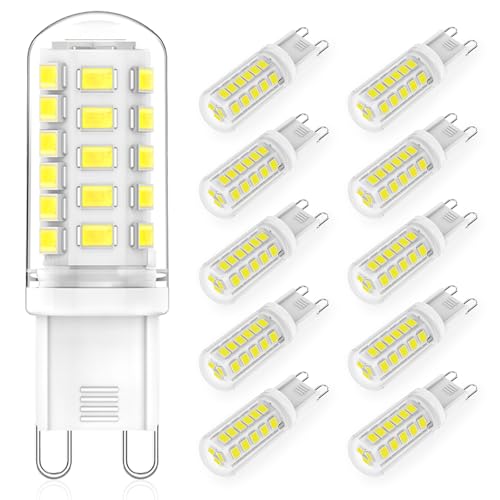 RuLEDne Bombillas LED G9 Blanco Frío 6000K, 3 W equivalentes a una bombilla halógena de 50 W, fuente de luz LED G9, A C 230 V, mini bombilla incandescente, CRI 85+, 520 LM, 10unidades.