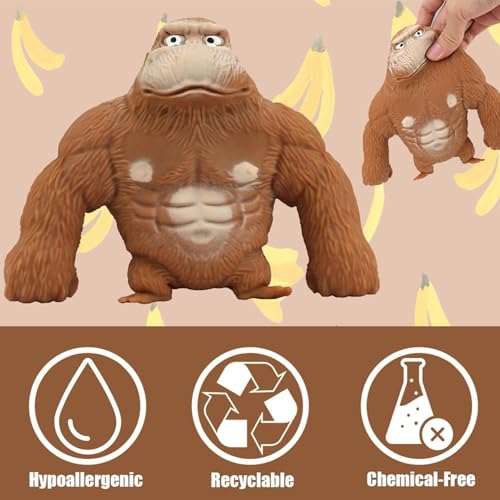 Mailfull Gorilla Stressabbau Spielzeug 14 x 15cm Anti Stress AFFE Toy Gummi Squishy Monkey Figuren Stretch-Spielzeug für Kinder und Erwachsene