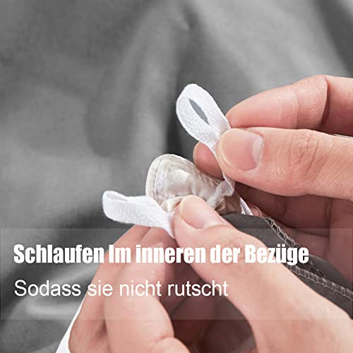 Soifox Bettwäsche 135x200 4teilig Anthrazit bettwäsche Sets aus Mikrofaser bügelfrei & knitterfrei - Bettbezug 2er Set… – Bild 6