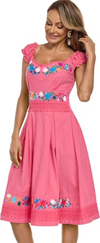 Image of Women's Mexican Dress Embroidered Causal Lace Party Dress