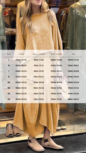 Akivide Women's Cotton Gauze Skirt 2 Piece Sets Outfits Batwing Sleeve Top Elastic Waist Maxi Dress Sets with Pockets3