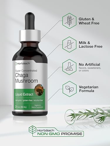 Horbäach Chaga Mushroom Liquid Extract | 2 Fl Oz | Vegetarian Tincture | Alcohol Free | Non-GMO, Gluten Free - Image 6