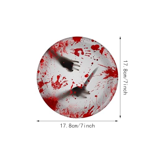 Platos desechables de Halloween con diseño de manos sangrientas y forma redonda 4