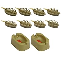 Snyvpra Method Feeder Set 8X Futterkorb Angeln mit Köderformer - 15g 20g 25g 30g 35g 40g 50g 60g Flat Method Feeder Karpfenangeln Zubehör, Angelausrüstung