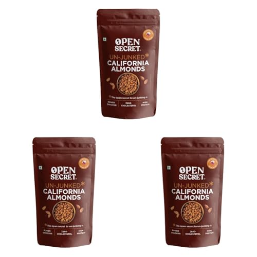 Image of Open Secret Almonds | 900g | Badam, 100% Natural Premium California Almonds, Rich in Fiber, Dry Fruit & Nuts, Boost Immunity and Health, Nutritious & Gluten Free (Pack of 3)