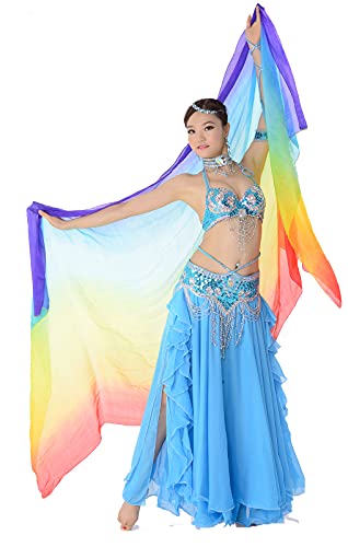100% Silk Belly Dance Veils and Scarf Gradient Color 98.4 * 43.3inch