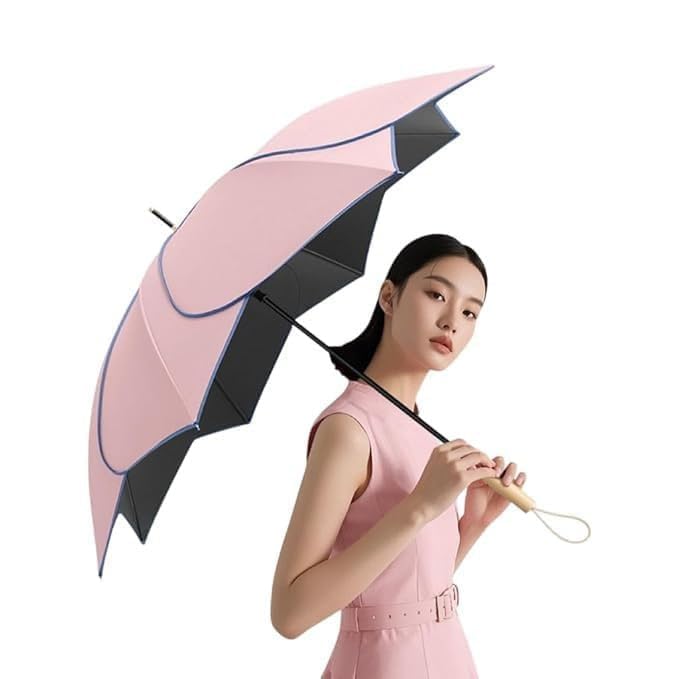 Flower Petal Umbrella, Elegant Floral Design Folding Umbrella, Windproof Waterproof Compact Travel Umbrella, Lightweight Stylish Petal Shape Canopy Umbrella for Women, Girls & Daily Use-image-18