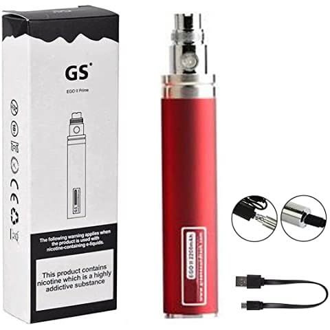 GS EGO II Prime 2200mAh E-Cigarette Vape Battery with Micro USB Charger 510 E-Shisha No Nicotine No Nicotine - Red Cover
