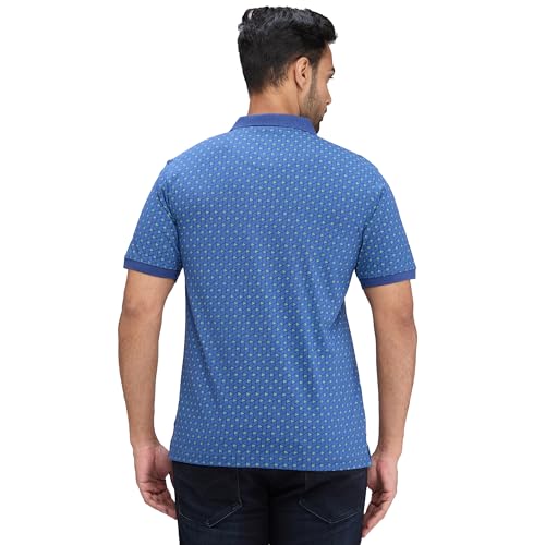 Image of Raymond Men's Pure Cotton Print Pattern Modern Fit Polo Collar Polo Neck Half Sleeve Casual T-Shirt