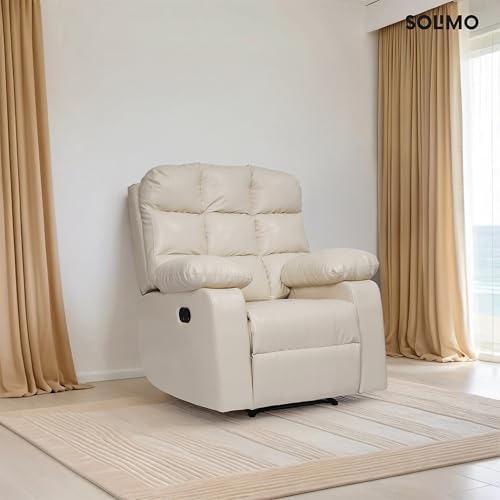 Image of Amazon Brand - Solimo Lumina 1 Seater Recliner | Single Sofa Chair for Living Room Comfort | Ergonomic Design (Leatherette - Beige)