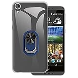 for HTC Desire 820 Ultra Thin Phone Case + Ring Holder Kickstand Bracket, Gel Pudding Soft Silicone Phone Case for HTC Desire 820 5.50 inches (BlueRing-T)