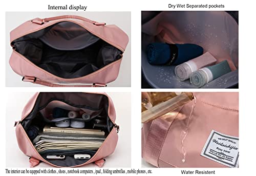 Duffel Bag For Women,Expandable Large Travel Bag,Tote Bag,Waterproof Sports Gym Bag,Shoulder Weekender Overnight Bag (Pink) #TOP3