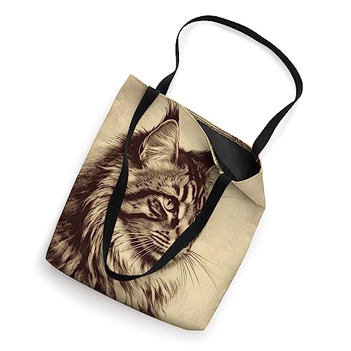 Bolso tote vintage para amantes del gato Maine Coon miniatura 2