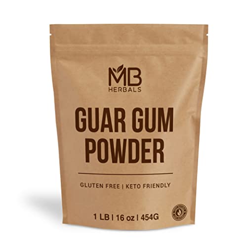 MB Herbals Guar Gum Powder 1 lb / 16 oz (454g) | Gluten Free Thickening Agent for Soups Sauces Curries Ice-Creams