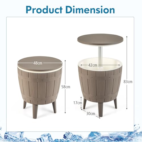 COSTWAY Ice Bucket Table with Lift Top and Drainage Plug - Image 3