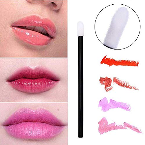 Image of iBuddy Disposable Lip Brush For Women - Pack of 50, Lipstick Brush For Makeup, Lip Balm Applicator, Eyeshadow Makeup Brushes, Travel-Friendly Lipstick Applicator Tool Kit - Black