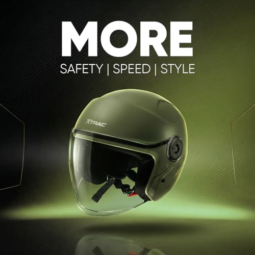 Image of Xtrac Ace Open Face Light Weight Helmet for Men & Women | ISI Certified | Green | XL