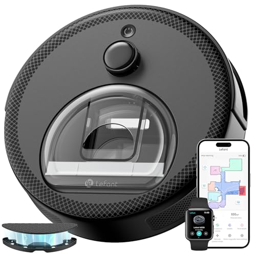 LEFANT M330 Robot Aspirapolvere con Mappatura, 5000Pa, 150min, Navigazione dToF, Evitamento ostacoli PSD, Area virtuale, WiFi/Alexa 2,4GHz e 5GHz, Nero M330-b