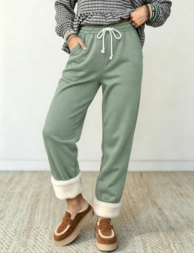 Image of Yeokou Women's Warm Sherpa Lined Athletic Sweatpants Joggers Fleece Pants