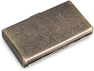 Retro Metal Cigarette Case Box -Double Sided Spring Clip Open Pocket Holder for 14 100s Cigarettes, Credit Card Holder Protective Security Wallet for Men and Women (Rose Gold)