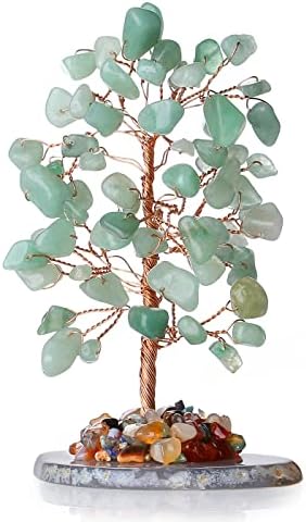 XIANNVXI Green Aventurine Crystal Tree Healing Crystals Stones Tree Tumbled Gemstones Crystal Tree Agate Base Reiki Luck Wealth Money Tree Crystal Gifts