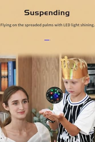 Image of Magic Flying Orb Spinner Toy for Kids - Pink Color | Hand Sensor Rechargeable LED Flying Ball | Hover Drone Boomerang Spinner Toy for Boys & Girls 6-12 Years (Red Golden)