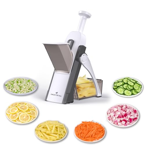 Comparison: Best Vegetable Slicer And Dicer 6 ONCE FOR ALL Safe Mandoline Slicer 5 in 1 Vegetable Chopper Food Potato Cutter, Strips Julienne Dicer Adjustable Thickness 0.1-8 mm Kitchen Chopping Artifact Fast Meal Prep (Gray)