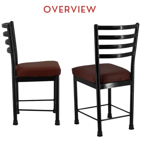 Image of Zidle Asphalt pre Assembled Set of 2 Dining Visitor Extra Support Leatherette seat Cushion Chair for Living Room| Home | Restaurant |Powder Coated Metal Legs (2, Brown, Black Coated Frame)