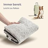 Knupis Selbstheizende Hundedecke - Große Hundematte 90x60 cm - Waschbarer Bezug - Kuschelig weiche Wärmematte ohne Strom - Mit Rutschfester Unterseite - Heizdecke für Hunde(Grau)