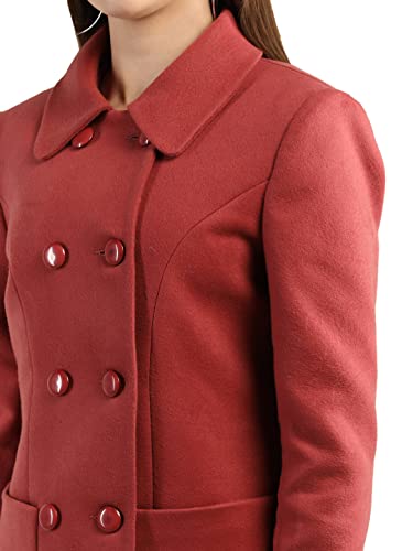 Image of CHKOKKO Women Classic Long Winter Coat Double Breasted | Knee Length Design with a Sophisticated Spread Collar and Convenient Front Pockets for All Occasions