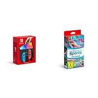 Nintendo Switch (OLED-Modell) Neon-Rot/Neon-Blau + Nintendo Switch Sports (inkl. Beingurt) - [Nintendo Switch] – Ansicht 1