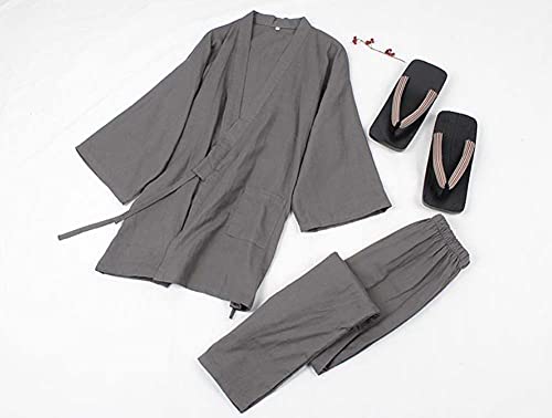 Fendawn Strive Classical Stylish Japanese Style Men Cotton Bathrobe Pajamas Kimono Casual Clothes2