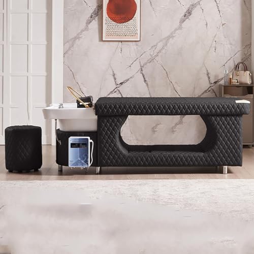 Image of Salon Shampoo Bowl and Pedicure Chair,Water Cycle Shampoo Bed Flat-Laying Thai Massage Beauty Salon Intelligent Beauty Bed,Black
