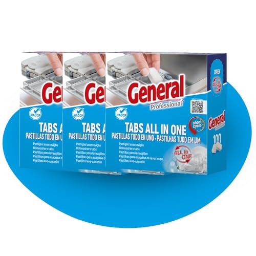 General Professional Tabs All-in-One - Pastiglie Lavastoviglie, Rimozione Completa dei Residui - 3 Pack da 100 Pastiglie