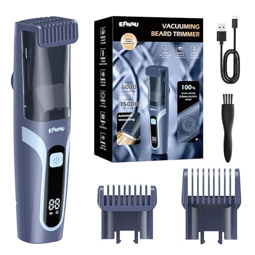 ENSSU Tondeuse à barbe pour homme, avec système de vide de type C, rechargeable, rasoir électrique pour homme, avec roue de précision et verrouillage de sécurité,...