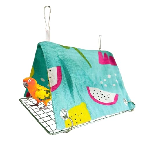 Breathable Bird Hammock Swing - Triangular Parrot Bed, Conure with Cockatiel Design, Lovebird Canary with African Cockatoo, Pige