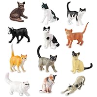KLYKLL Pack of 12 Realistic Mini Cats Miniature Figures Decorative Hard Plastic Cat Figures Toy Figures Cute Cat Toy Children for Cake Topper Garden Birthday