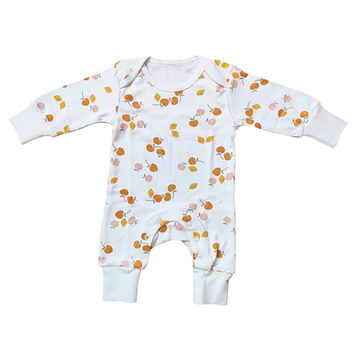 Image of 100% Organic Cotton Newborn Baby Boy & Girl Full Sleeve Romper | Unisex | Sleepsuit | Night suit | Jumpsuit | Bodysuit | Onesie Cloth for Kids | for New Born | Infant Clothe | Apple Eye