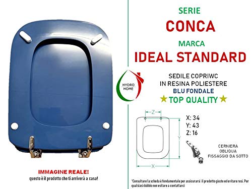 HYDRO HOME WC-Sitz Für Ideal Standard Conca – Originalgetreuer Ersatz Aus Beschichtetem Holz | Made In Italy | Blau
